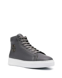 dunkelgraue hohe Sneakers aus Leder von Philipp Plein