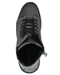 dunkelgraue hohe Sneakers aus Leder von Replay