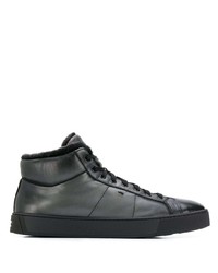 dunkelgraue hohe Sneakers aus Leder von Santoni