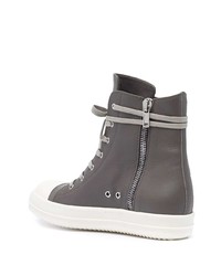 dunkelgraue hohe Sneakers aus Leder von Rick Owens