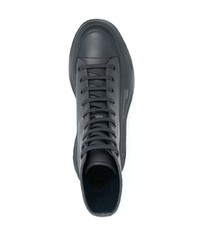 dunkelgraue hohe Sneakers aus Leder von Alexander McQueen