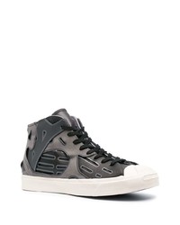 dunkelgraue hohe Sneakers aus Leder von Converse