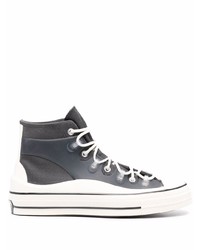 dunkelgraue hohe Sneakers aus Segeltuch von Converse