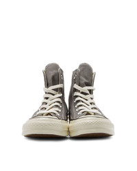 dunkelgraue hohe Sneakers aus Segeltuch von Converse