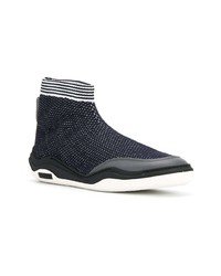 dunkelgraue hohe Sneakers aus Segeltuch von Lanvin