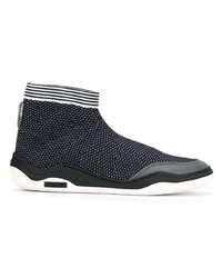 dunkelgraue hohe Sneakers aus Segeltuch von Lanvin