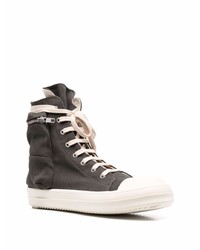 dunkelgraue hohe Sneakers aus Segeltuch von Rick Owens DRKSHDW