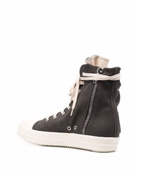 dunkelgraue hohe Sneakers aus Segeltuch von Rick Owens DRKSHDW