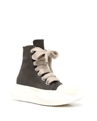 dunkelgraue hohe Sneakers aus Segeltuch von Rick Owens DRKSHDW