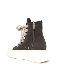 dunkelgraue hohe Sneakers aus Segeltuch von Rick Owens DRKSHDW