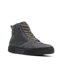 dunkelgraue hohe Sneakers aus Segeltuch von Diesel