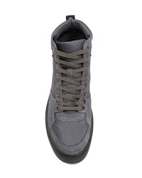 dunkelgraue hohe Sneakers aus Segeltuch von Diesel