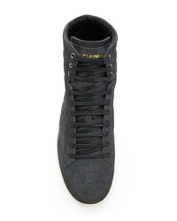 dunkelgraue hohe Sneakers aus Wildleder von Saint Laurent