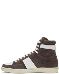 dunkelgraue hohe Sneakers aus Wildleder von Saint Laurent