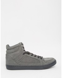 dunkelgraue hohe Sneakers aus Wildleder von Asos