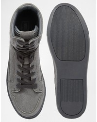 dunkelgraue hohe Sneakers aus Wildleder von Asos