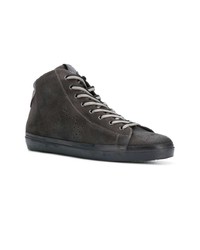 dunkelgraue hohe Sneakers aus Wildleder von Leather Crown