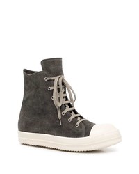 dunkelgraue hohe Sneakers aus Wildleder von Rick Owens