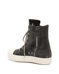 dunkelgraue hohe Sneakers aus Wildleder von Rick Owens