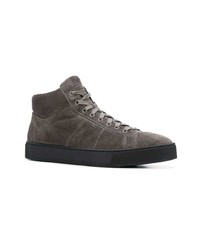 dunkelgraue hohe Sneakers aus Wildleder von Santoni