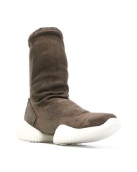 dunkelgraue hohe Sneakers aus Wildleder von Adidas By Rick Owens