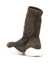 dunkelgraue hohe Sneakers aus Wildleder von Adidas By Rick Owens