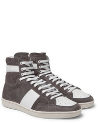 dunkelgraue hohe Sneakers aus Wildleder von Saint Laurent