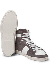 dunkelgraue hohe Sneakers aus Wildleder von Saint Laurent