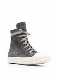 dunkelgraue hohe Sneakers aus Wildleder von Rick Owens