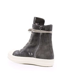 dunkelgraue hohe Sneakers aus Wildleder von Rick Owens