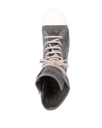 dunkelgraue hohe Sneakers aus Wildleder von Rick Owens