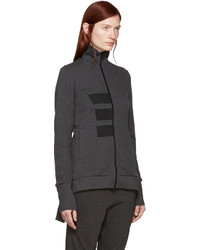 dunkelgraue horizontal gestreifte Jacke von Y-3