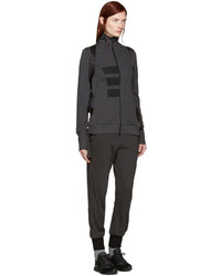 dunkelgraue horizontal gestreifte Jacke von Y-3