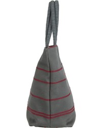 dunkelgraue horizontal gestreifte Shopper Tasche aus Segeltuch von Marc O'Polo
