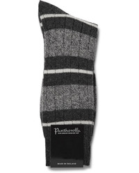 dunkelgraue horizontal gestreifte Socken von Pantherella