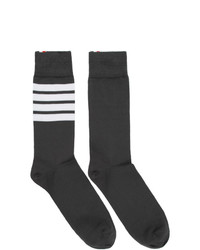 dunkelgraue horizontal gestreifte Socken von Thom Browne