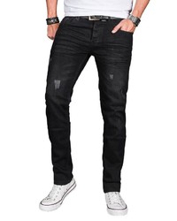 dunkelgraue Jeans mit Destroyed-Effekten von Alessandro Salvarini