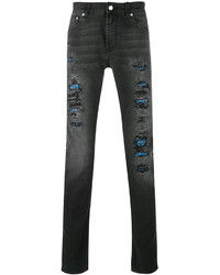 dunkelgraue Jeans mit Destroyed-Effekten von Alexander McQueen