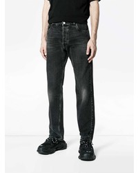 dunkelgraue Jeans mit Destroyed-Effekten von Balenciaga