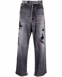 dunkelgraue Jeans mit Destroyed-Effekten von Balenciaga