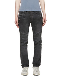 dunkelgraue Jeans mit Destroyed-Effekten von Balmain