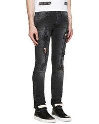 dunkelgraue Jeans mit Destroyed-Effekten von Off-White