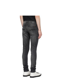 dunkelgraue Jeans mit Destroyed-Effekten von Nudie Jeans