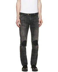 dunkelgraue Jeans mit Destroyed-Effekten von Blackmeans