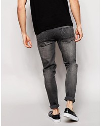 dunkelgraue Jeans mit Destroyed-Effekten von Asos