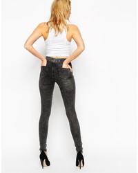 dunkelgraue Jeans mit Destroyed-Effekten von Asos