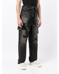 dunkelgraue Jeans mit Destroyed-Effekten von Maison Mihara Yasuhiro