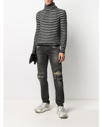 dunkelgraue Jeans mit Destroyed-Effekten von Balmain