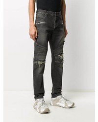 dunkelgraue Jeans mit Destroyed-Effekten von Balmain