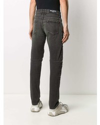 dunkelgraue Jeans mit Destroyed-Effekten von Balmain